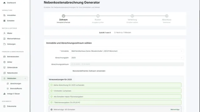 Abrechnungszeitraum auswählen