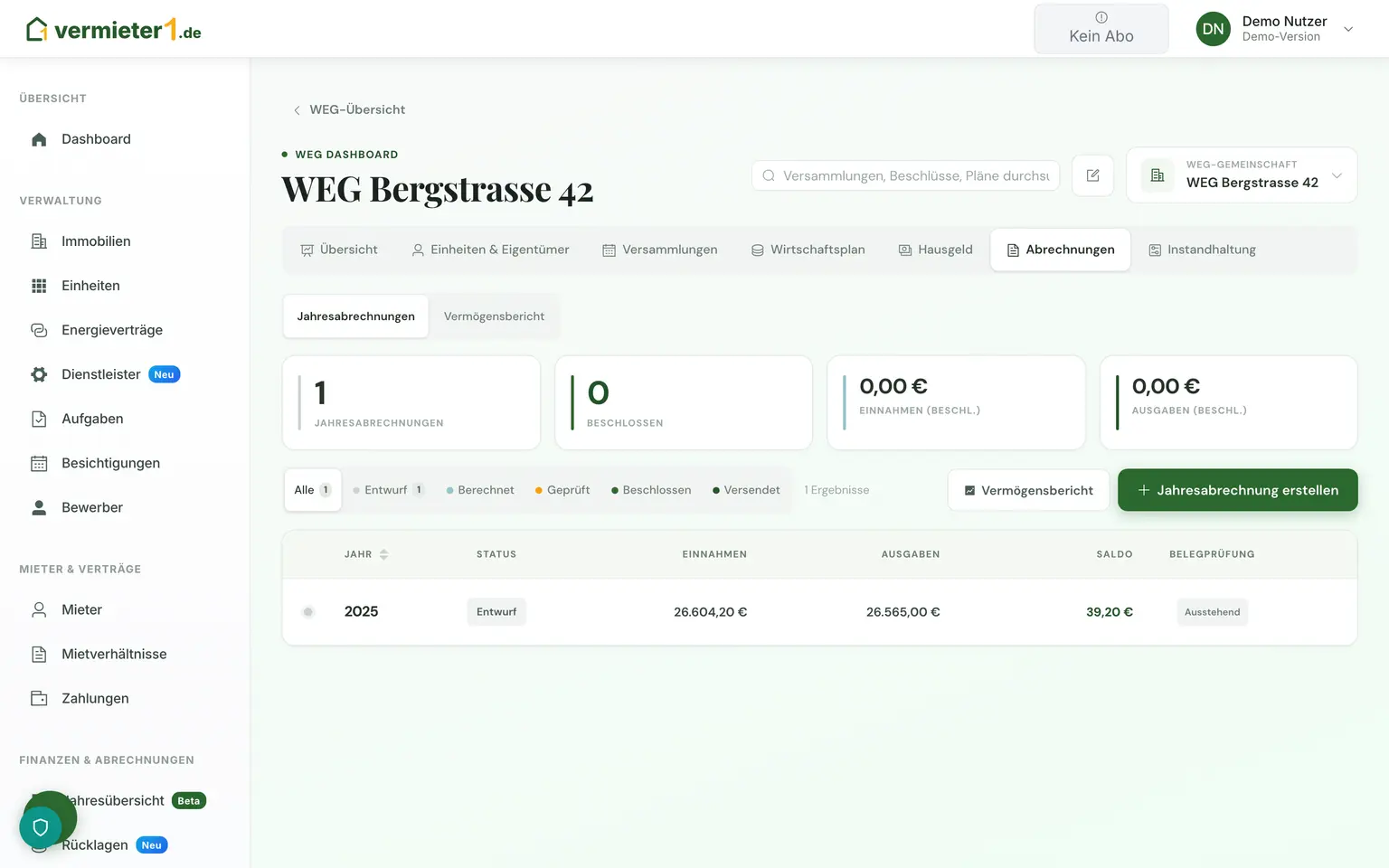 WEG Jahresabrechnung