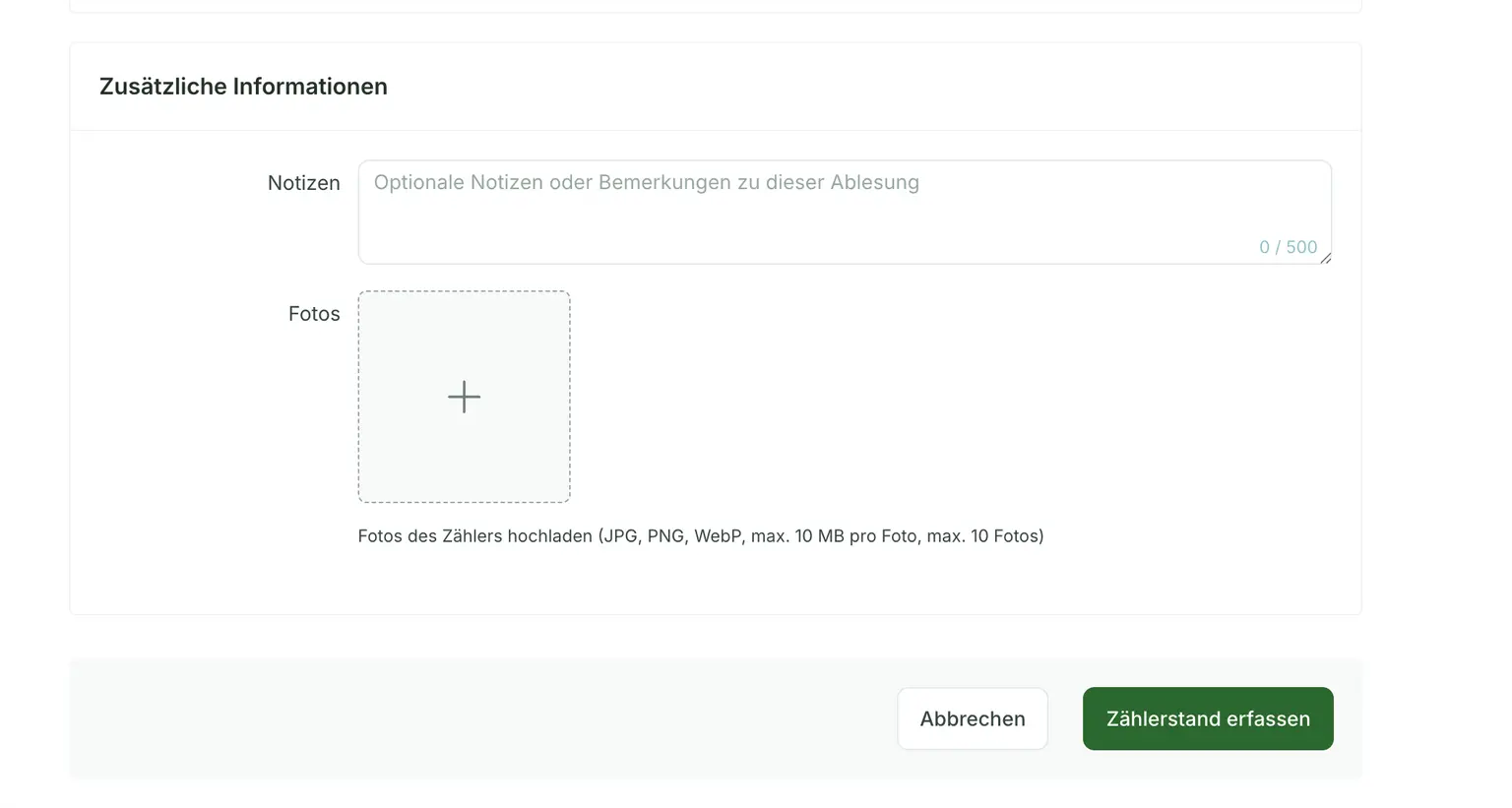 Zählerstand Foto Upload
