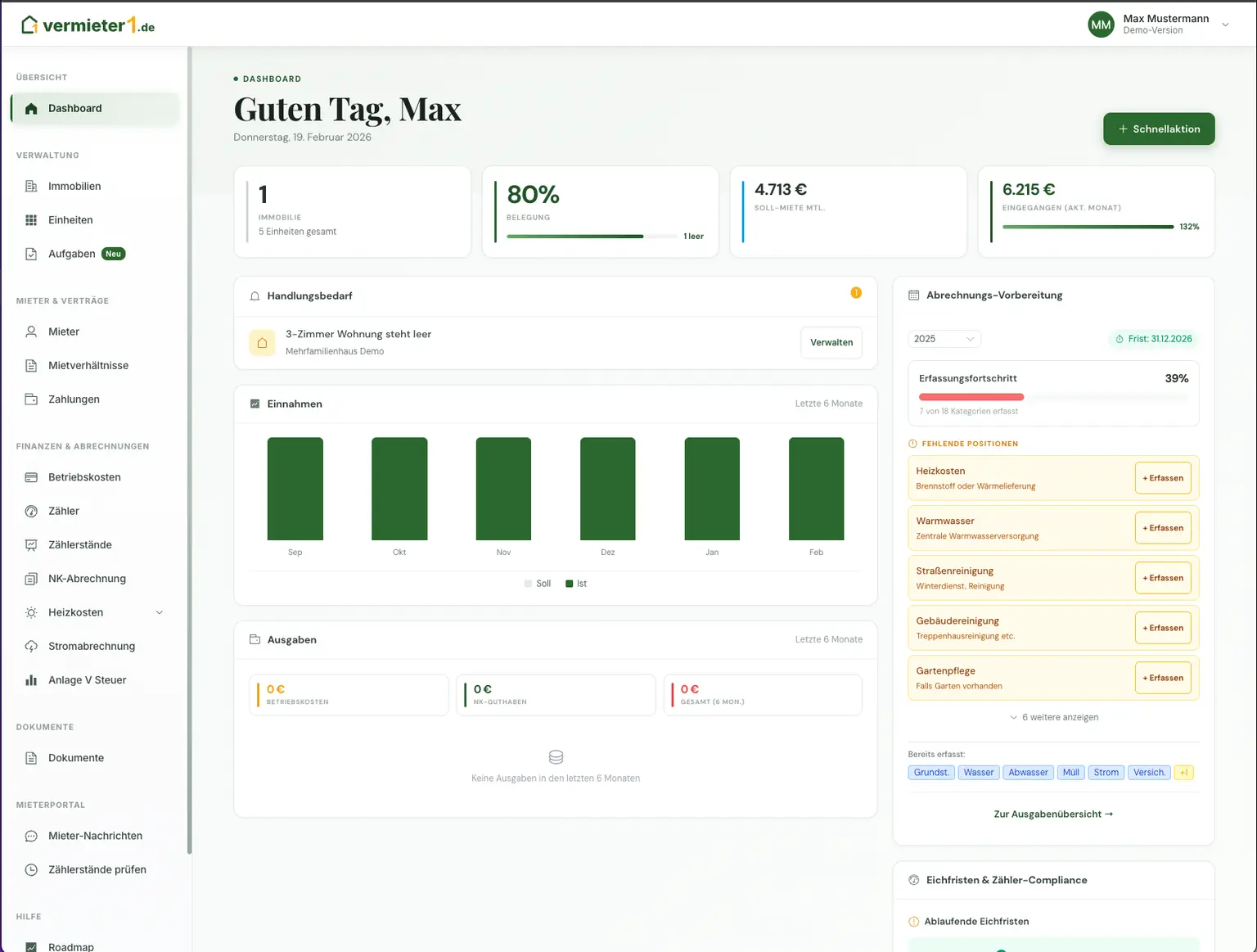 Zahlungsübersicht Dashboard