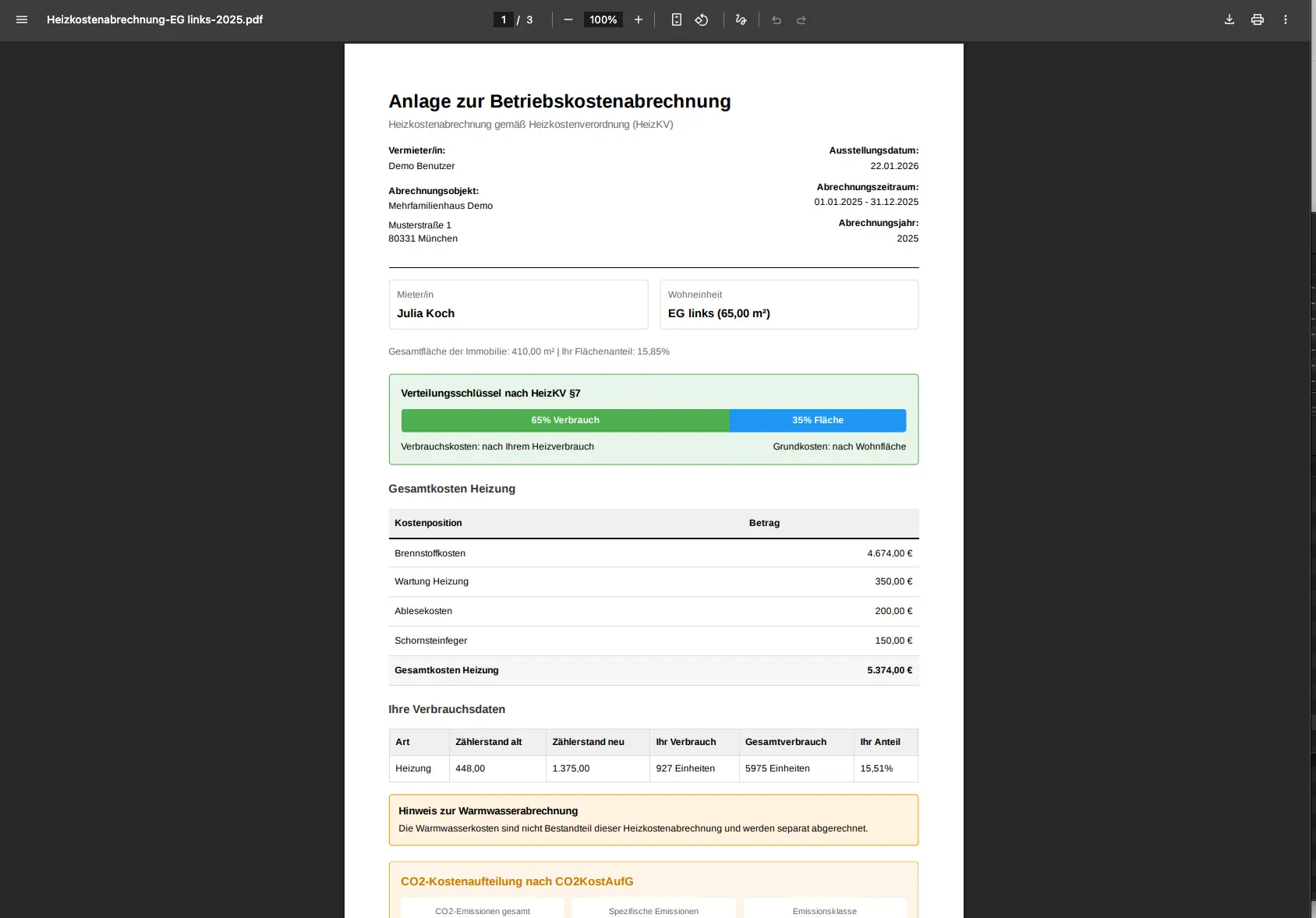 PDF Heizkostenabrechnung