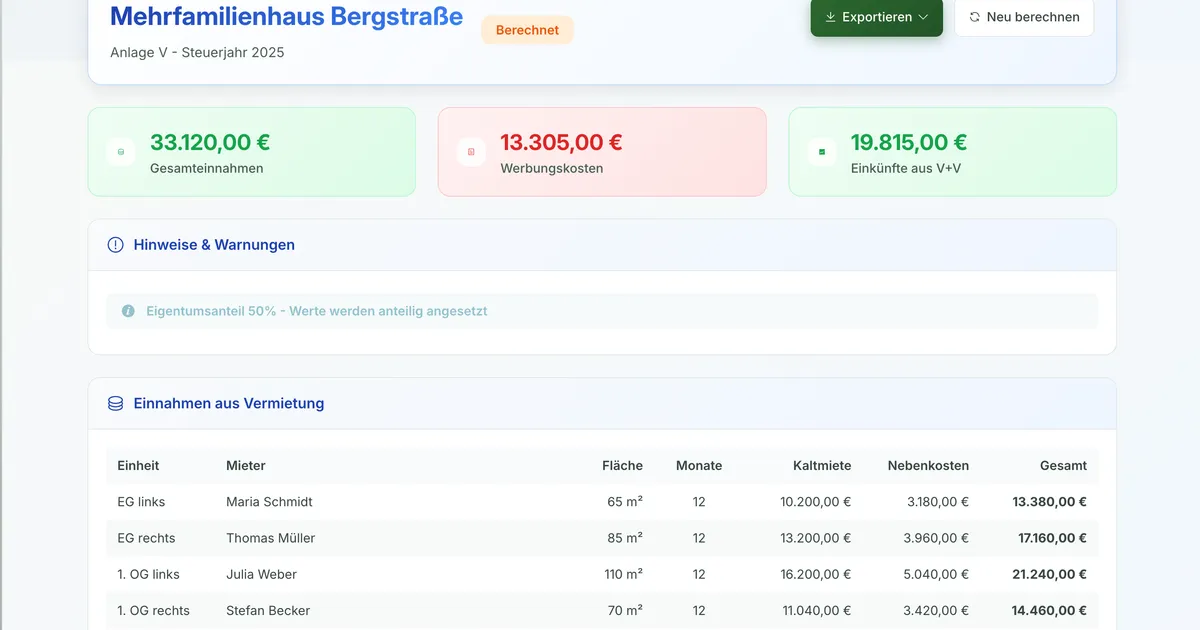 Anlage V in Rekordzeit: Unser neues Feature für Ihre Steuererklärung - Ratgeber für Vermieter | vermieter1.de
