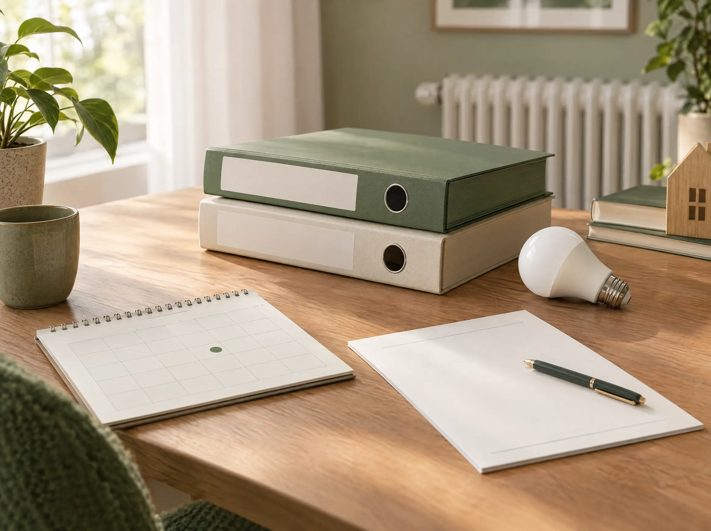 Versorgerordner, Kalender und LED-Lampe