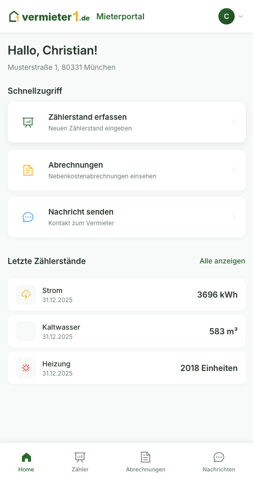 Mieterportal Dashboard