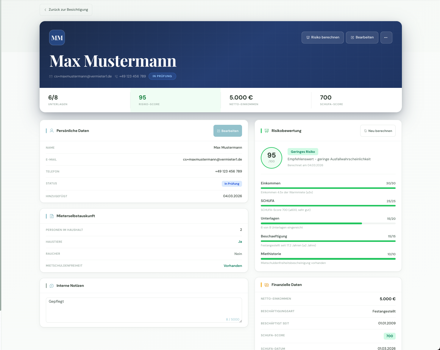 Dokumentensammlung und Risiko-Scoring