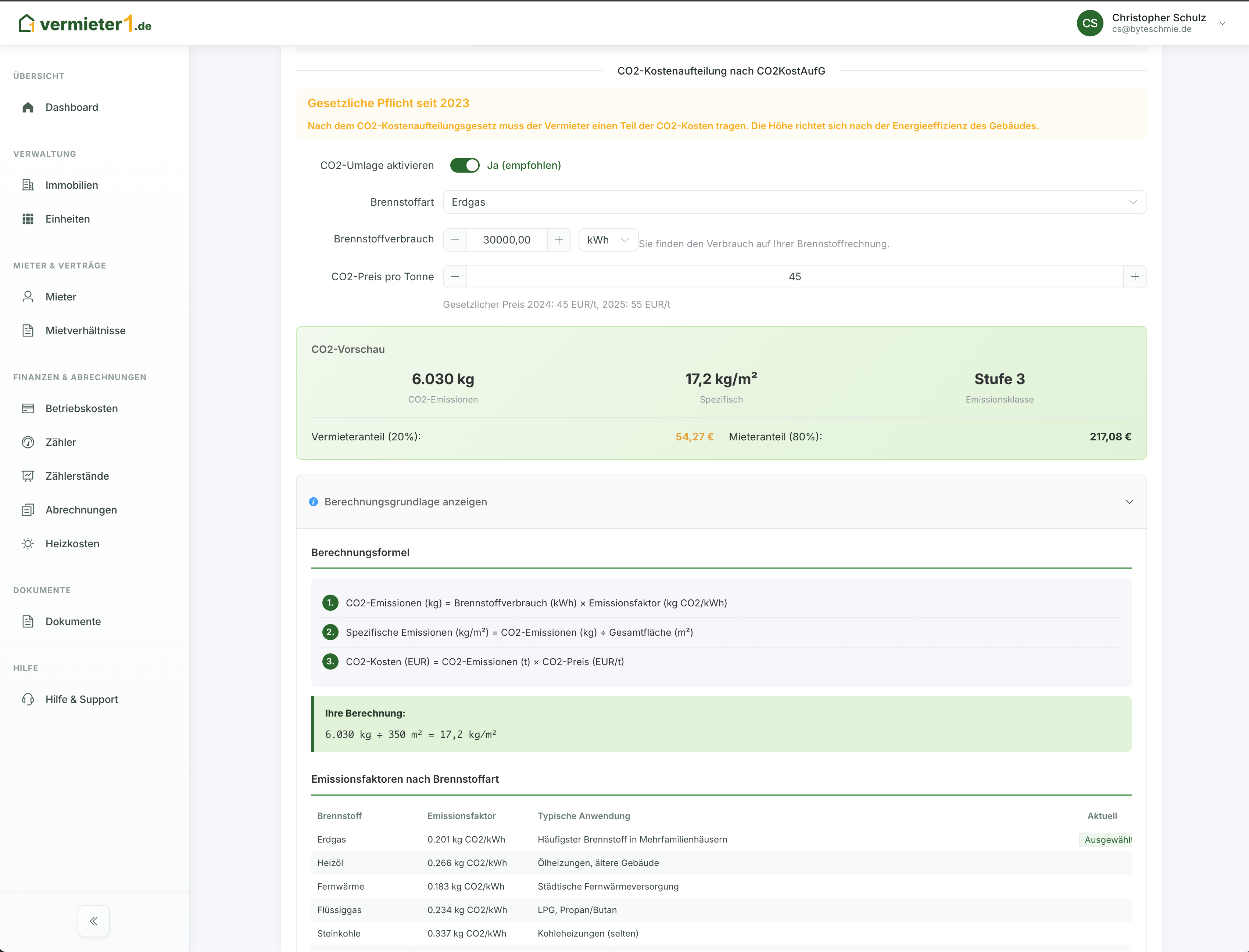 CO2-Kostenaufteilung