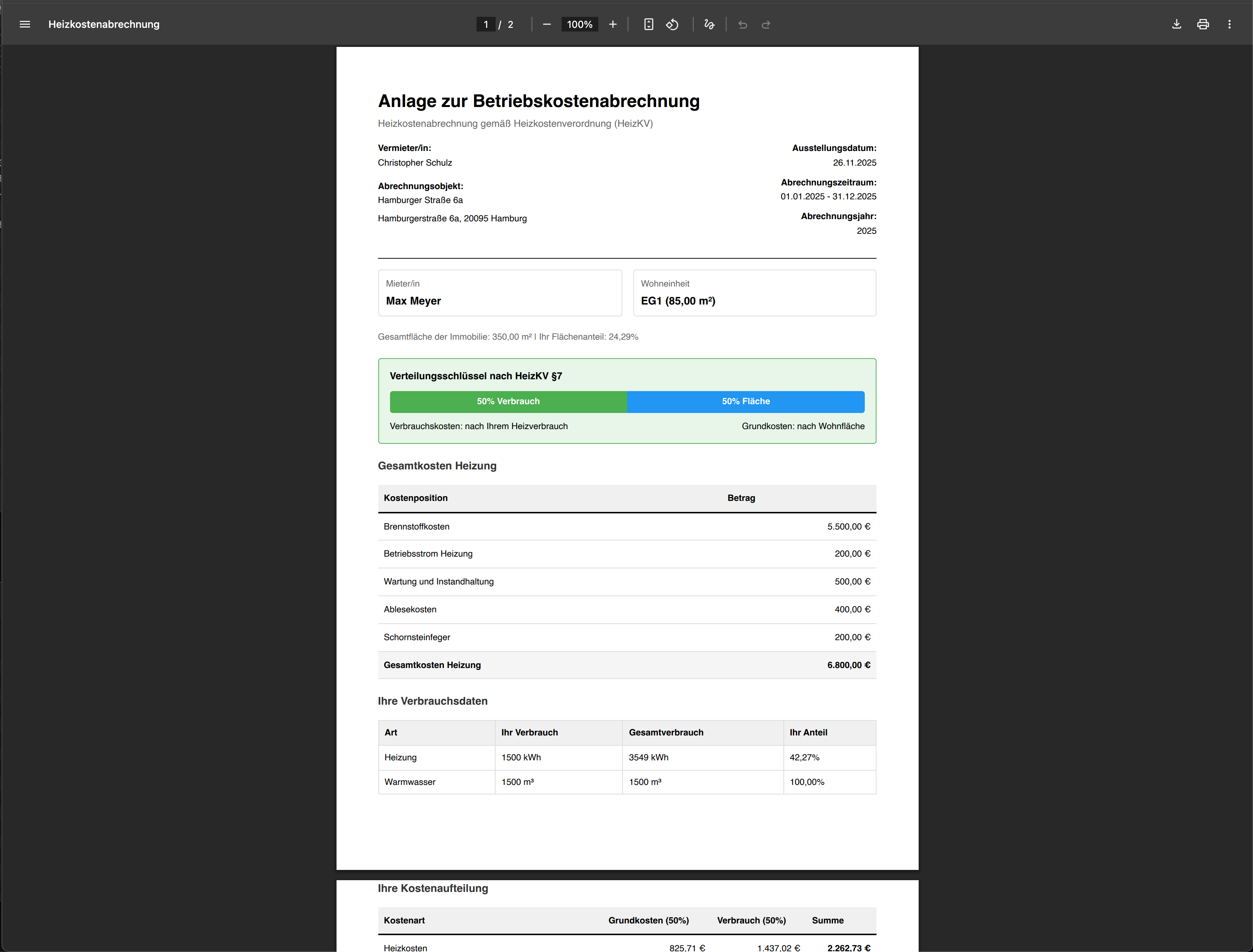 PDF Heizkostenabrechnung