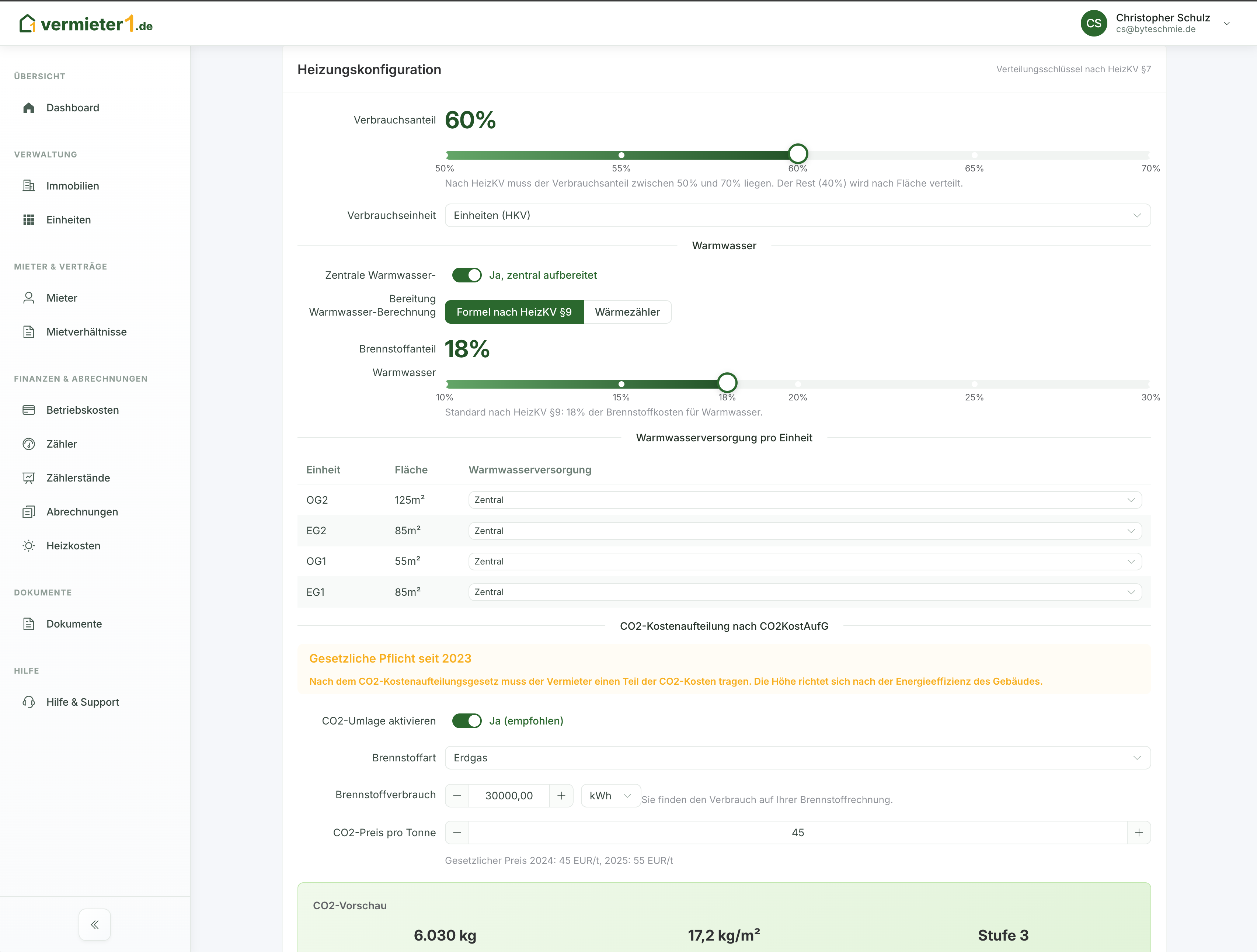 Heizkostenabrechnung Wizard