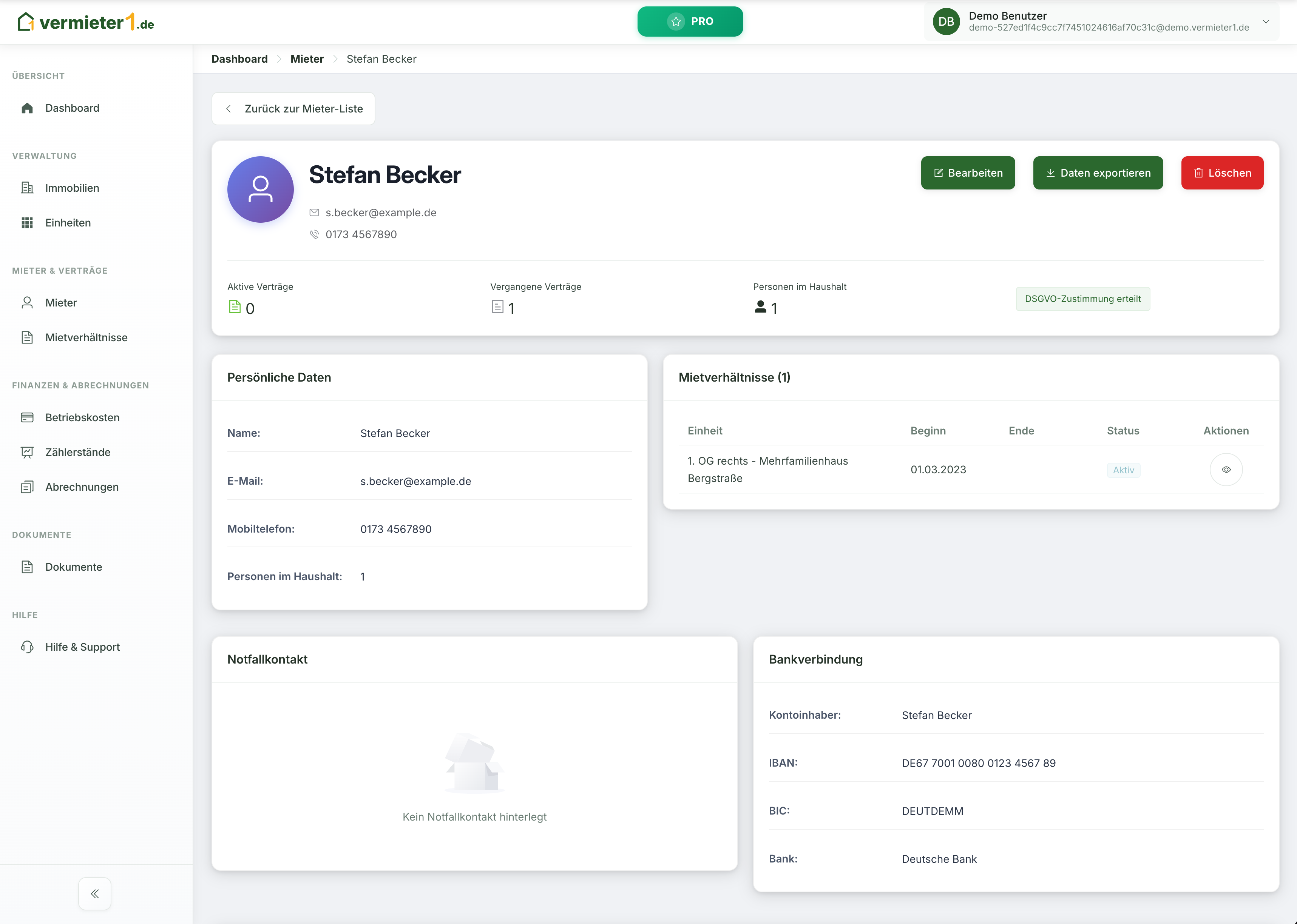 Mieter-Detailansicht